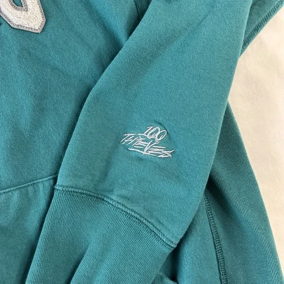 100 Thieves Hoodie Mens XL Green Raised Letter Spellout Pullover Sweatshirt - Picture 3 of 16